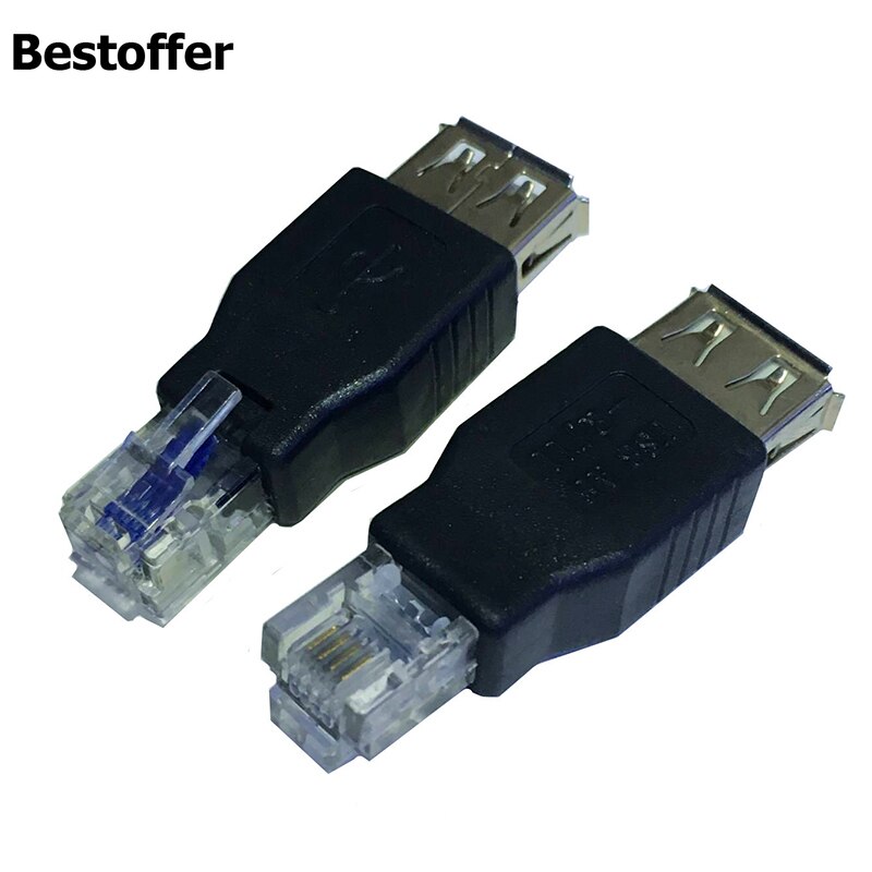 2 Pieces USB 2.0 A Female to RJ11 RJ12 4PIN Network Male Adapter Converters Phone 6P4C Jack: Default Title