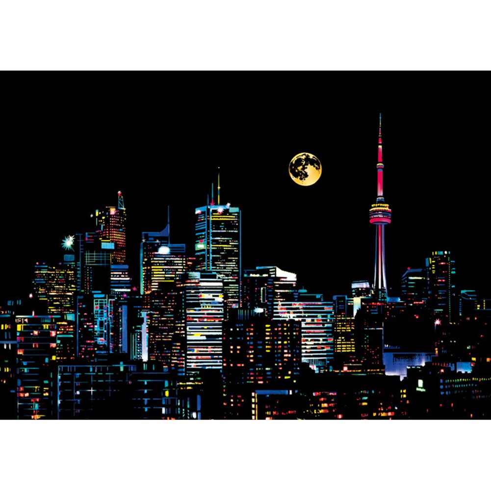 20 città Nightscape Per Bambini FAI DA TE Scratch Art Carta di Doodle Pad Raschiando la Pittura Zero Disegno Bastone FAI DA TE Pittura Giocattolo: Canada