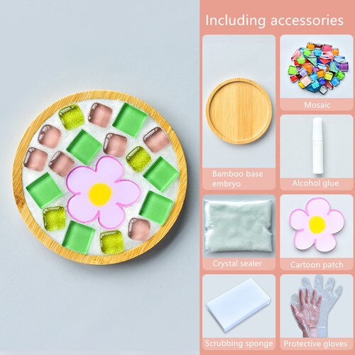 1Set Glas Mozaïek Tegels Voor Diy Handgemaakte Hobby Bamboe Coaster Handgemaakte Voor Kinderen Puzzel Mozaïek Materiaal: 13