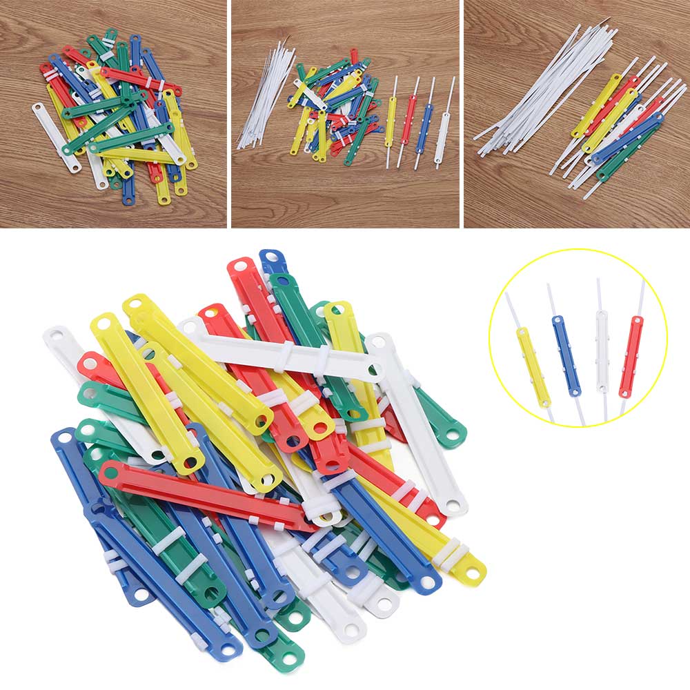 50PCs File Paper Binding Clip Two-Hole Loose-leaf File Folder Hinged Rings Document Fastener Office Document Storage Supplies