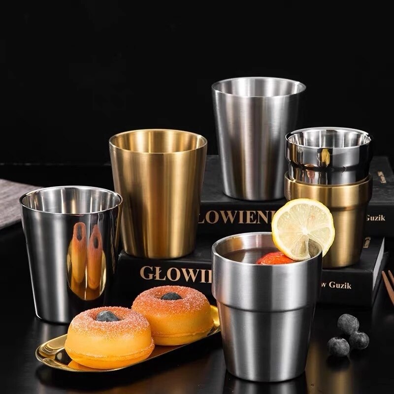 Taza irrompible e irrompible para beber cerveza, café, té, aislamiento Anti escaldado, taza de agua de acero inoxidable, tazas para niños