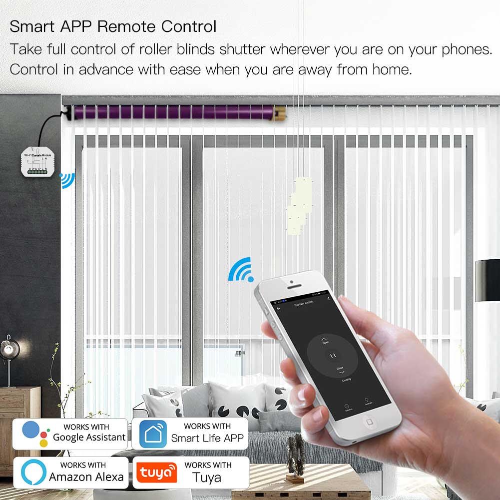 WiFi Smart Roller Shutter Blinds Curtain Switch Module for Motor Smart Life Tuya APP Remote Control Work with Alexa Google Home