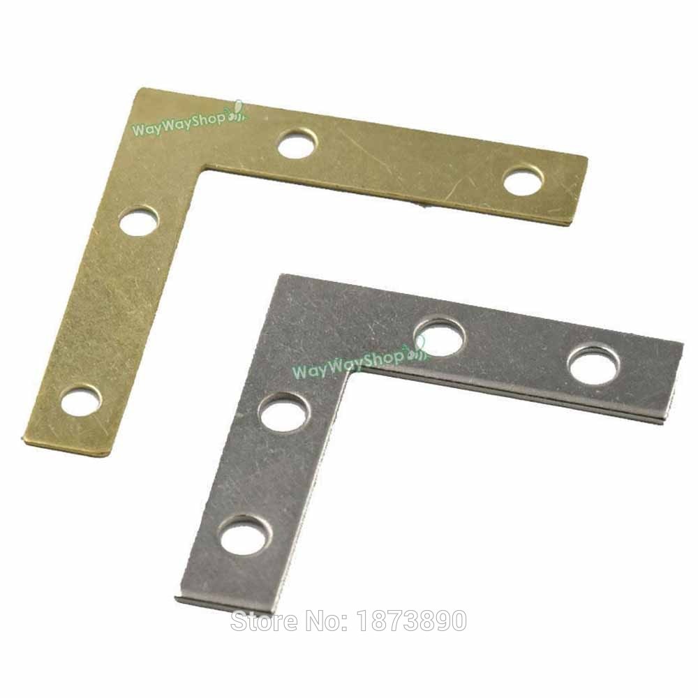 100 PCS Metal Braces L Shape Flat Corner Angle Brackets Use for Mirror Frame Fix Edge Windows Pictures 38mm x 38mm