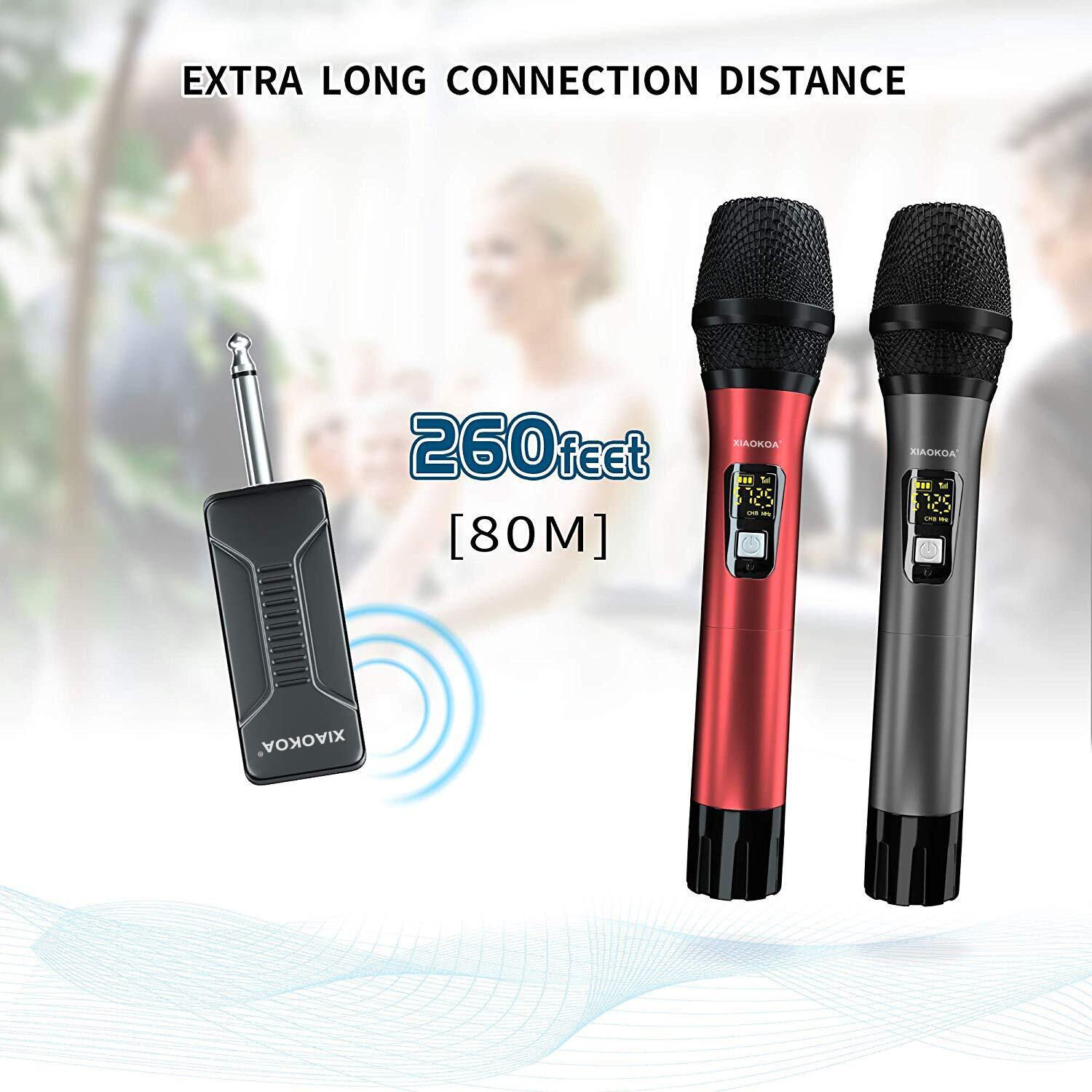 XIAOKOA-Sistema de micrófono inalámbrico Dual UHF para Karaoke, accesorio con receptor recargable para , Reunión, micrófonos inalámbricos