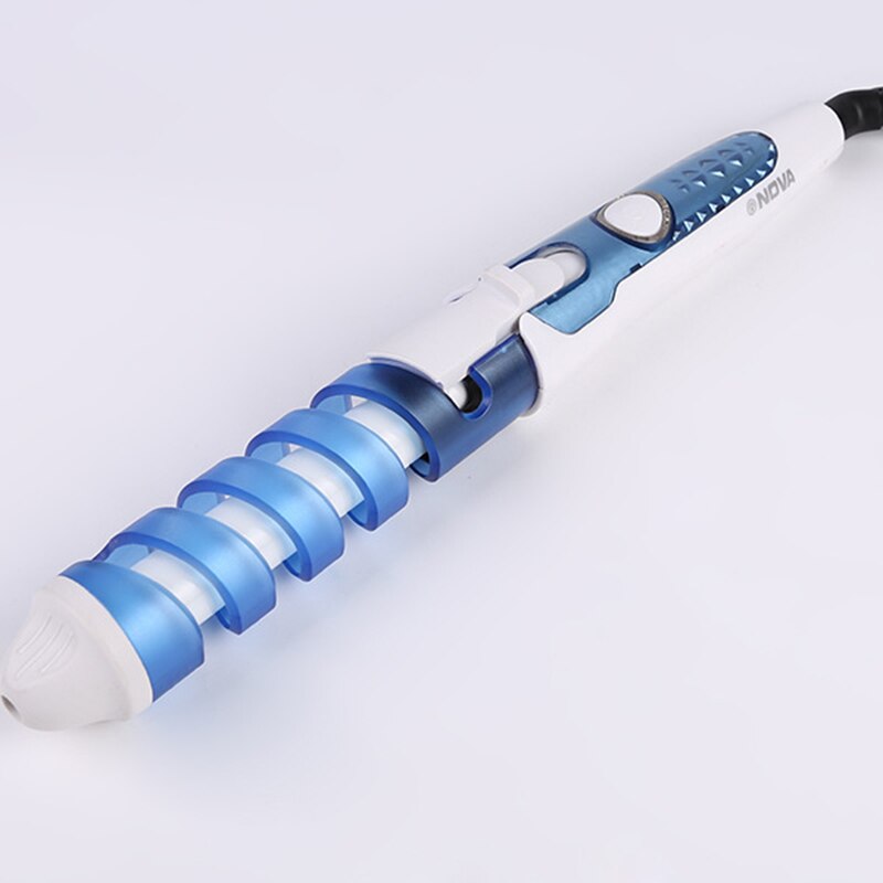 Roterende keramische stylingtools, krultang, haargolf, peerbloemkegel, elektrische haarkrultang, roller: Blauw