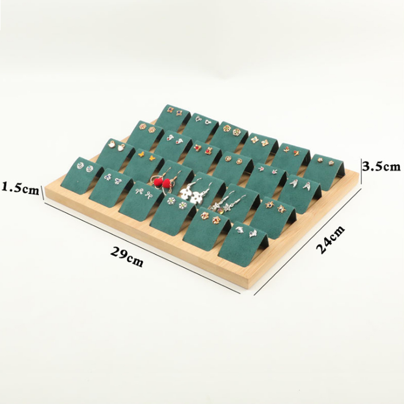 Drewniany schowek na kolczyki tacka na karty na akcesoria robić biżuterii wyświetlacz biżuteria pierścionek naszyjnik Organizer robić ekspozycji: 24 para