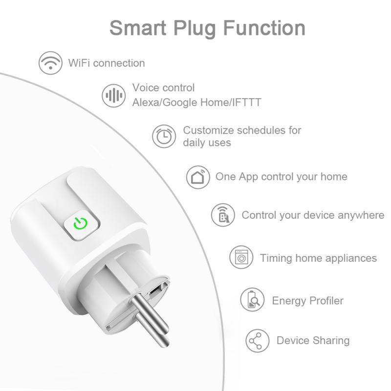 16A Wifi Smart Home Plug With Power Monitor Wifi Wireless Smart Socket Outlet With Google Home Alexa Voice Control