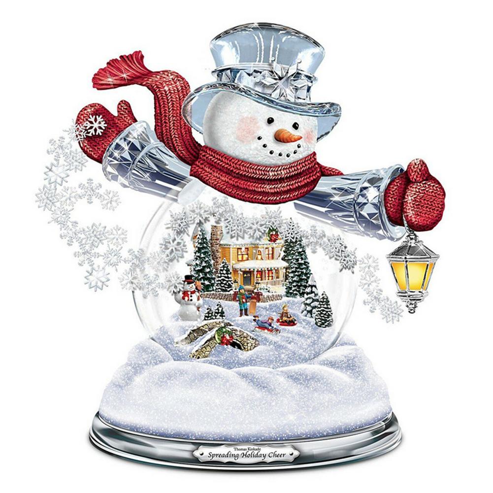 3D Christmas Tree Snowman Window Stickers Village Houses Winter House Santa Claus Snowman Wall Stickers For Home: G