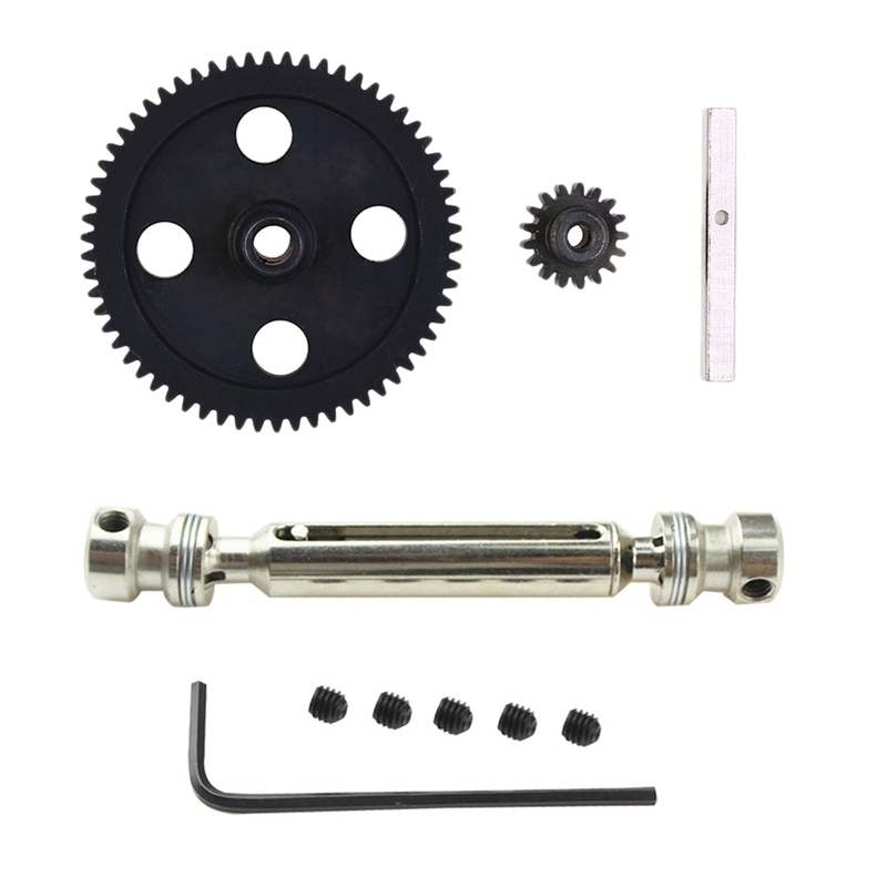 Metal Rear Middle Drive Shaft for Fy-01/02/03/04/05 Wltoys & Spur Diff Main Gear 62T Reduction Gear for WLtoys 12428