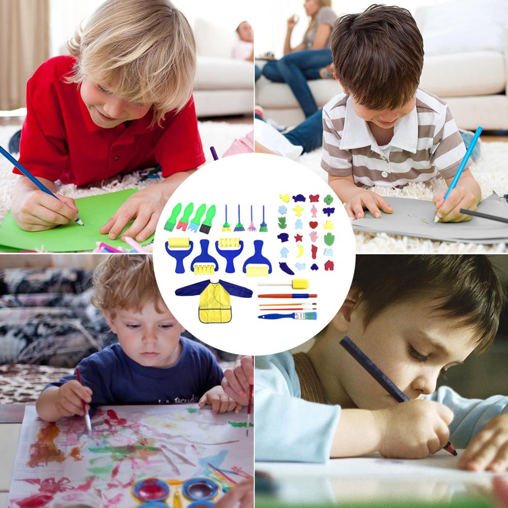 42PC Children Learning Toys Washable Finger Paint Brush Set Art Craft Supplies Suitable for 3 4 5 6 Years Old Children Preschool