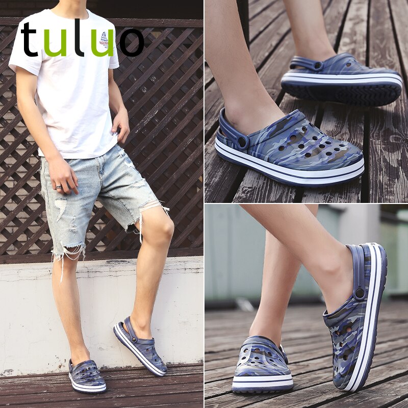 TULUO Männer Strand Wasser Schuhe draussen Sandalen Sommer Atmungsaktiv Männer Turnschuhe Maultiere verstopft Hausschuhe Gelee Garten Schuhe