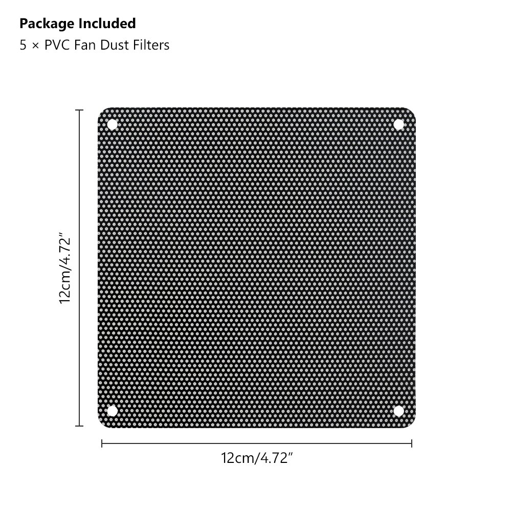 5PCS 80mm 90mm 120mm 140mm Cuttable Black PVC PC Fan Dust Filter Dustproof Case Computer Mesh Cooling Ultra Fine Dustproof Cover: 120MM