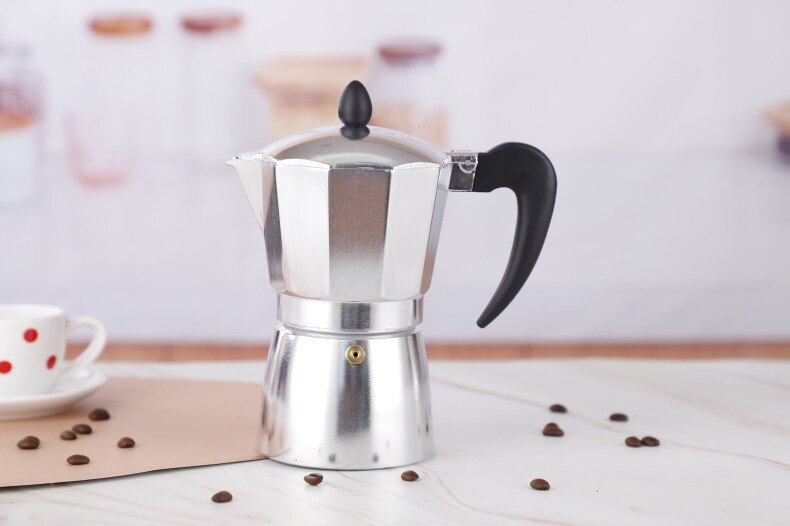 Dzbanek robić kawy aluminium mokka Espresso perkolator zaparzacz robić kawy zestaw robić mokki 1Puchar/3Puchar/6Puchar/9Puchar/12Puchar kuchenka ekspres robić kawy: Silver450ML
