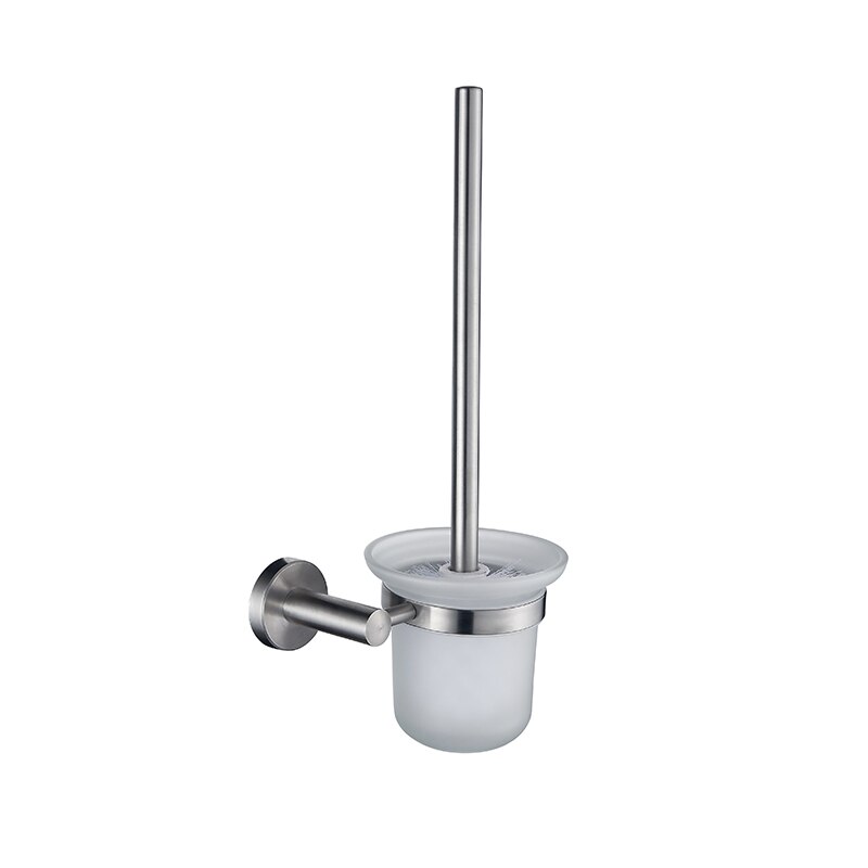 WENKO Toilet Set Solid Stainless Steel - Toilet Brush Holder, Closed Shape, Stainless Steel, 11 x 38 x 11 cm, Satin Finish