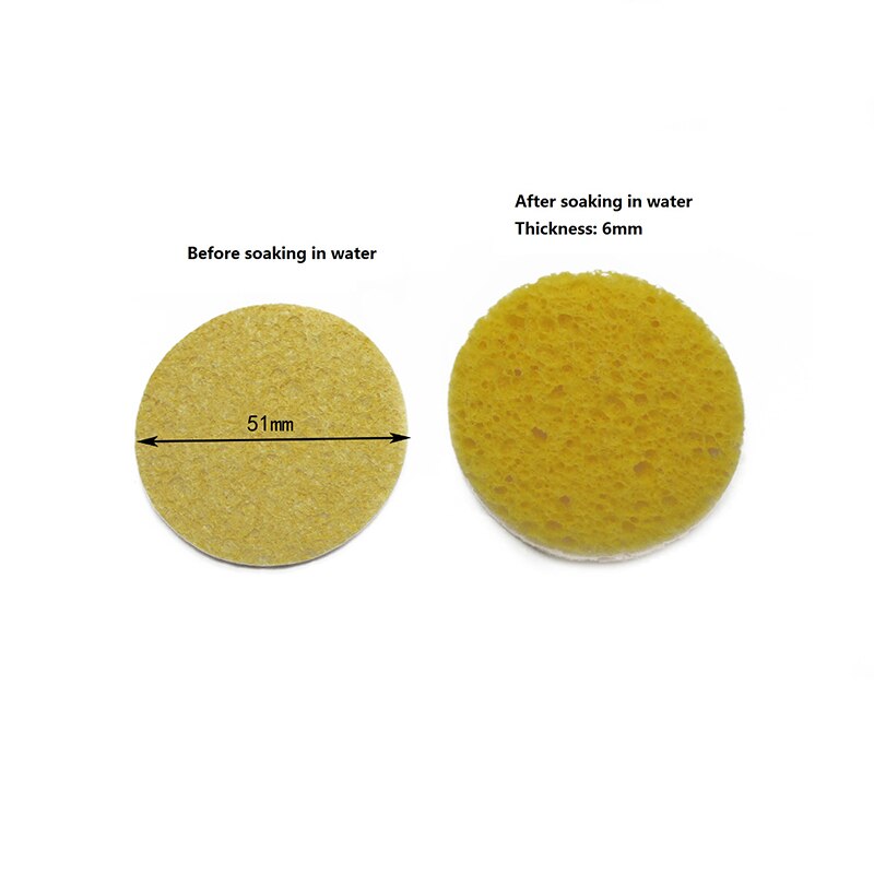 Soldering Iron Cleaning Sponge Reusable Yellow High Temperature Resistant Sponge Pad Tin Removal Sheet For Cleaning Supplies: Round 10pcs