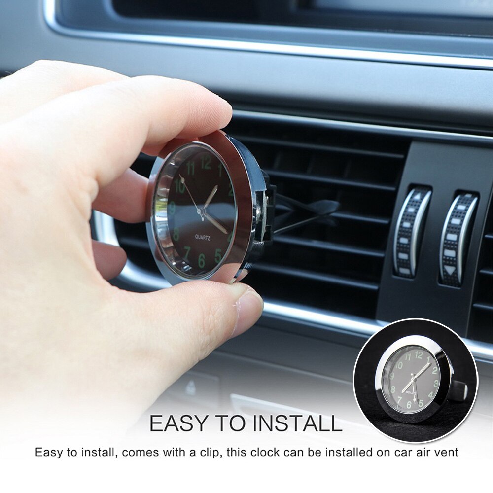 Analog Car Clock Anti-vibration Silver Border 43mm Electronic Interior