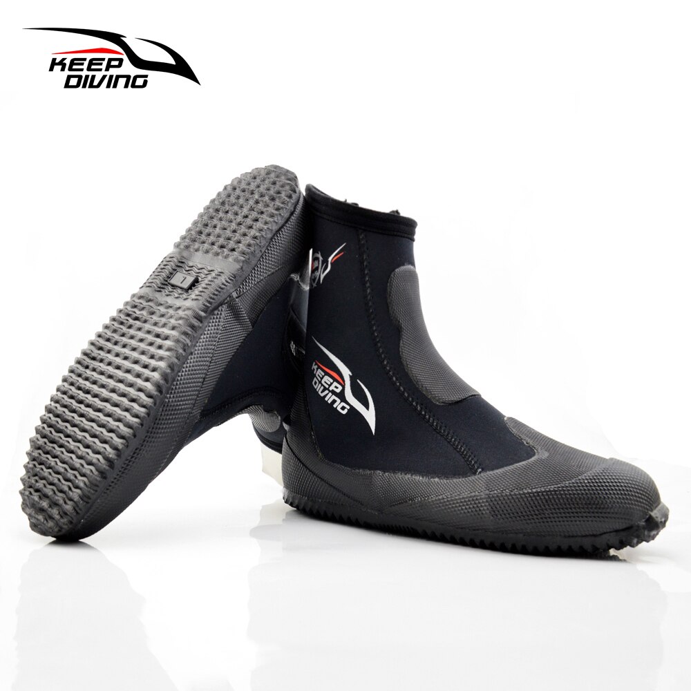 Botas de neopreno de 5mm para hombre y mujer, botines súper elásticos con cremallera, suela dura, para buceo, deportes acuáticos, surf, esnórquel