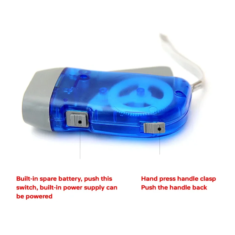 3 LED prensado manual dinamo manivela energía linterna antorcha luz mano presión manivela Camping lámpara luz