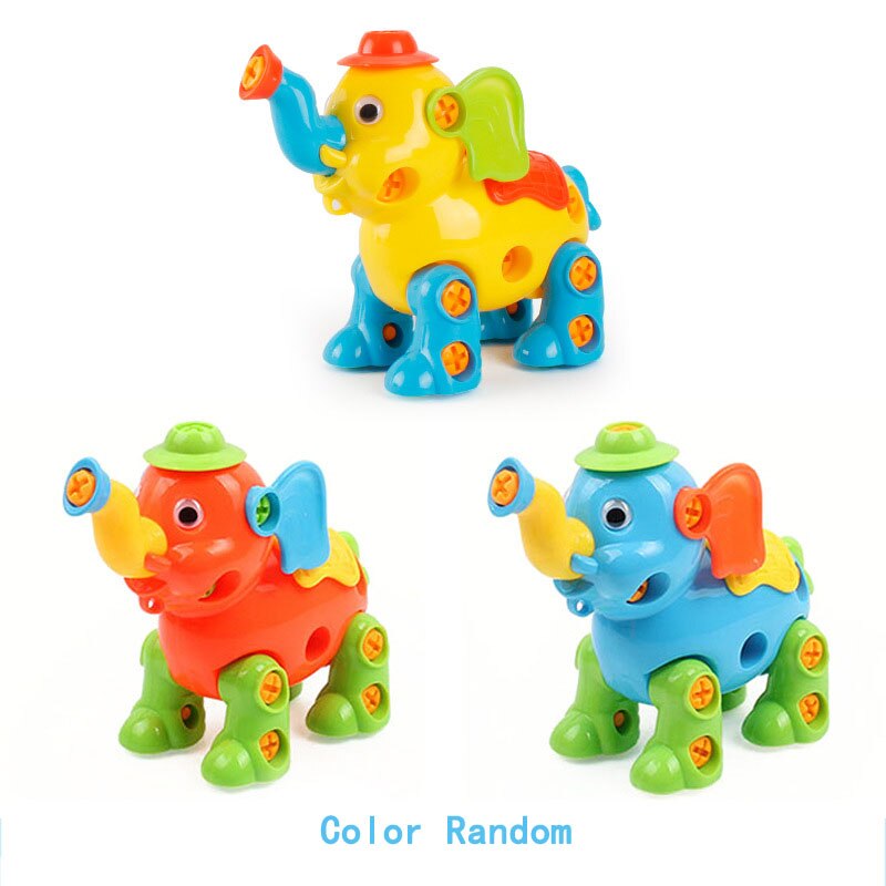 Early Learning Education DIY Screw Assembly Engineering Vehicle Detachable Assembly Dinosaur Practical Ability Educational Toys: Elephant random