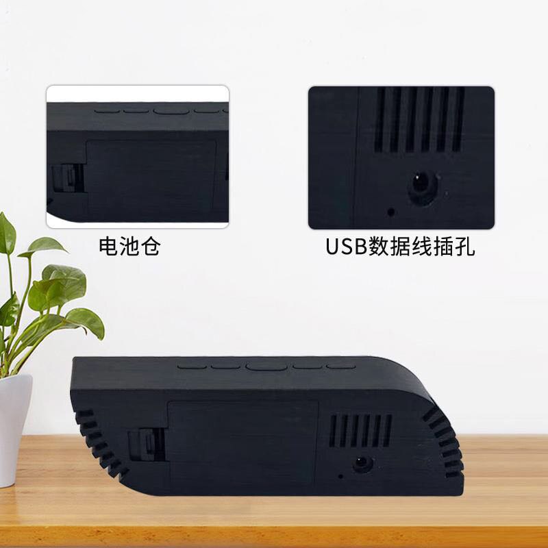 Digital Alarm Clock Portable Mirror HD LED Display With Time/Humidity/Temperature/Display Function USB Port Charging Battery Pow