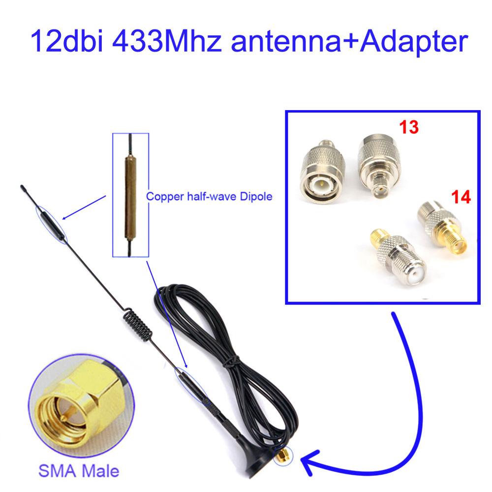 12dbi 433Mhz Antenne Sma Male Booster + Een Adapter Sma Vrouwelijk Naar F Tnc Mannelijke Vrouwelijke Rf Connector