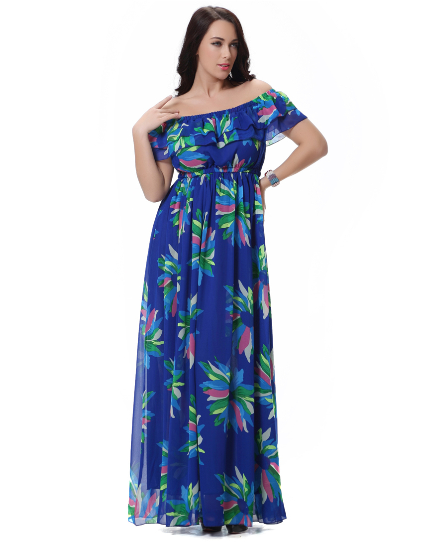 Vestido bohemio de playa de verano para mujer, vestido Maxi de corte imperio y largo hasta el suelo de talla grande 6XL