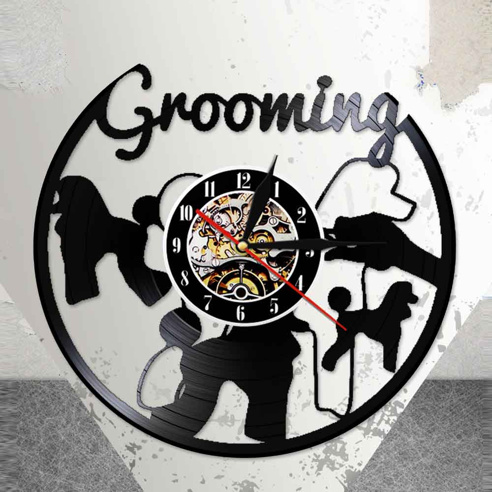 Reloj de pared de vinilo para peluquería canina con retroiluminación LED, tienda de mascotas, lámpara de luz nocturna para chico y habitación, Relogio al por mayor
