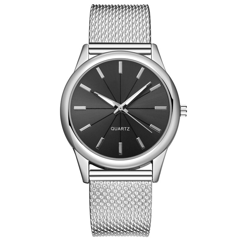 Brand Women Mesh Belt Watch Women's Quartz Watch Business Wristwatch Casual Watch Female Clock: silver black