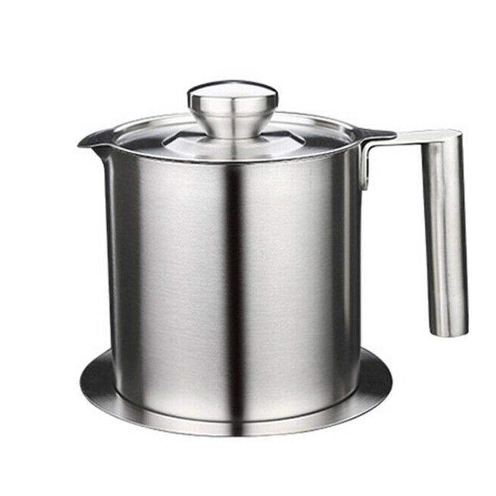 Oljefilter i rostfritt stål hushållshus med stor kapacitet dammsäker oljelagringstank med lock filter oljerester läckageoljebehållare: 1.2l