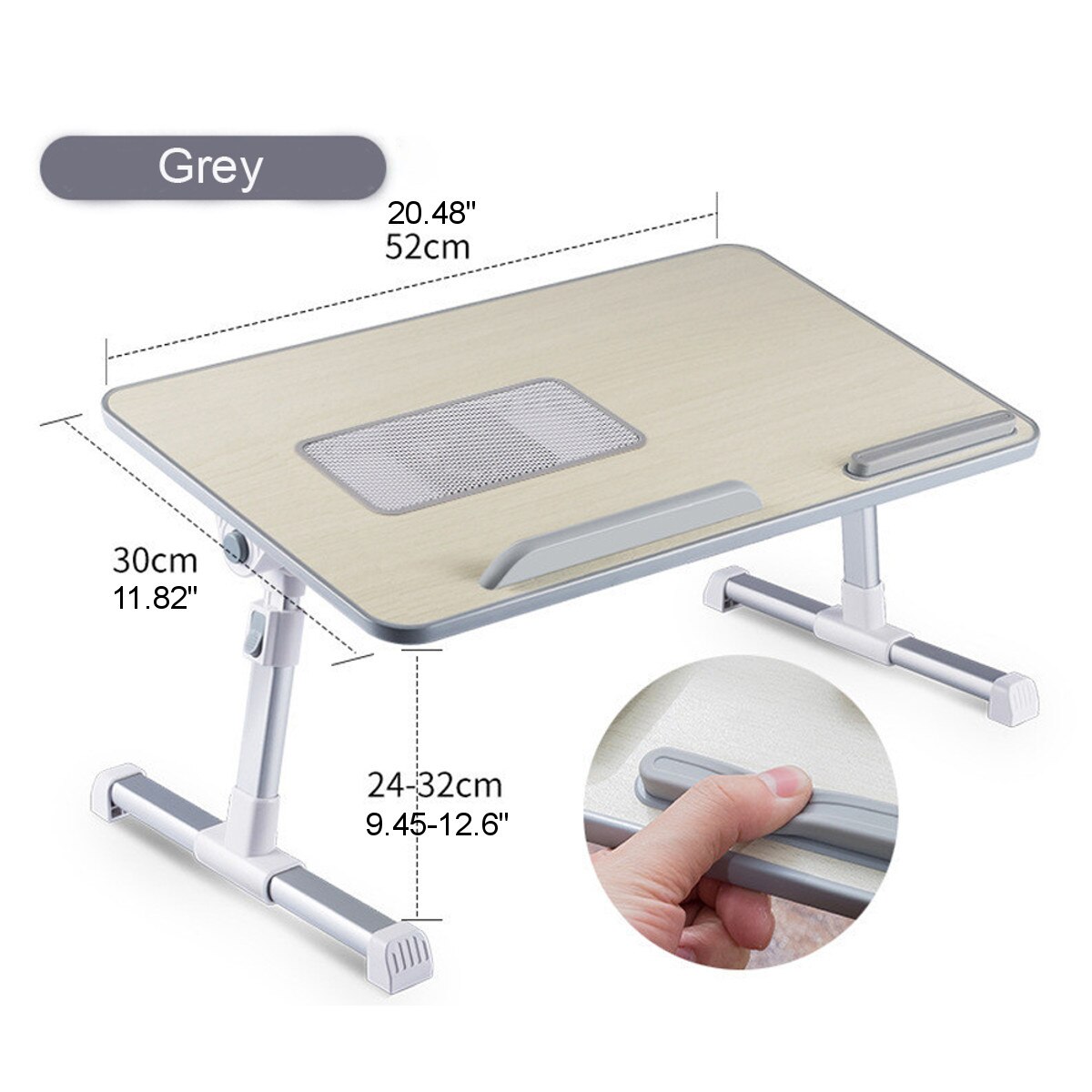 Multifunction Simple Folding Adjustable Laptop Desk With Cooling Fan Lifting Small Table Dormitory Computer Table BedDesk: Gray