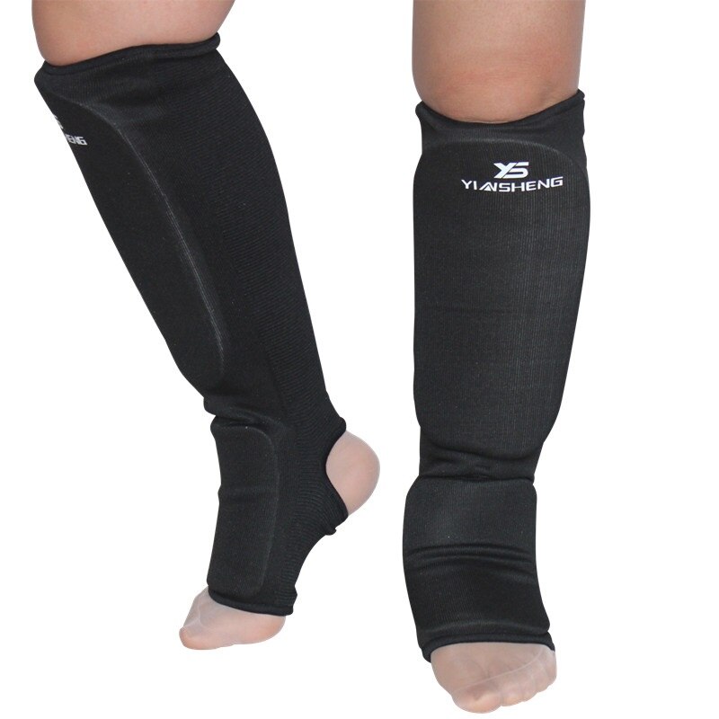 Kyokushin karate Shin ochraniacze na podbicie MMA Kyokushinkai Taekwondo ochraniacz na nogi stopy Sparring klocki biała czarna tkanina Pad biegów dzieci: ys black / M 140-155cm