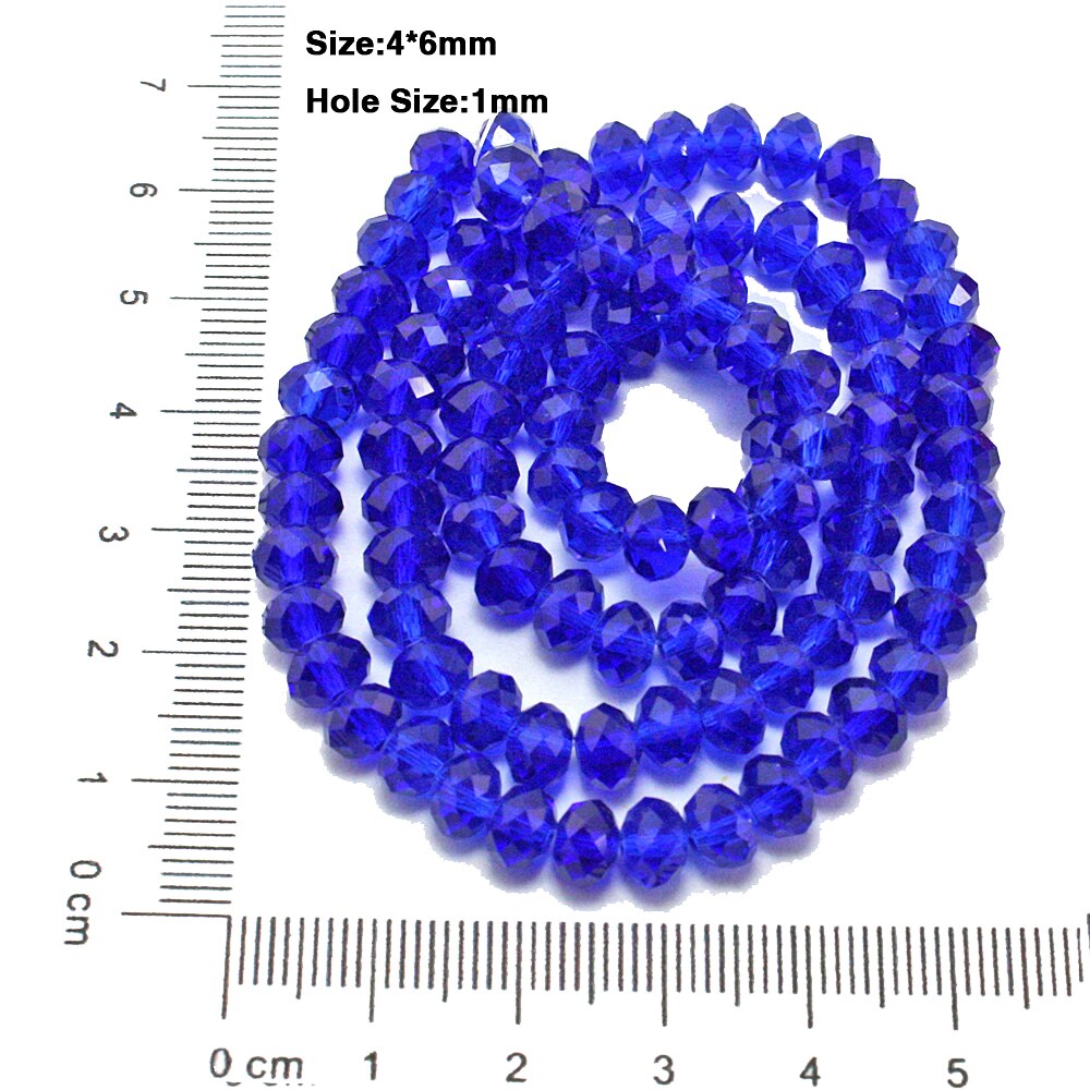 50 stk / parti 4 x 6mm flerfarvede runde afstandsglasglasperler til diy tøj syning og stof kunst håndværk sy tilbehør: Mørkeblå
