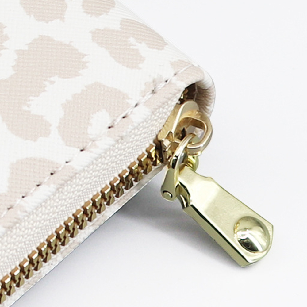 White Leopards Print Zipper Card Bag Wear-Resistant Ultra-thin Card Sleeve Business Wallet for Credit Card Storaging 지갑