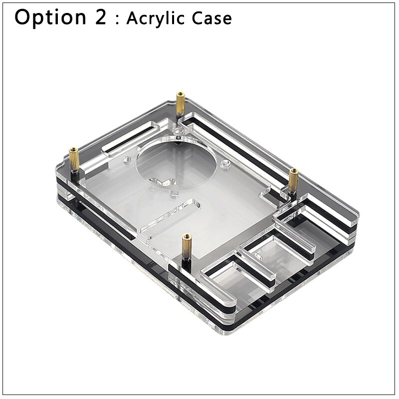 6 schicht Raspberry Pi 4 Acryl Fall Transparent Shell Unterstützung Blaue LED Lüfter für Raspberry Pi 4 Modell B: Option 2