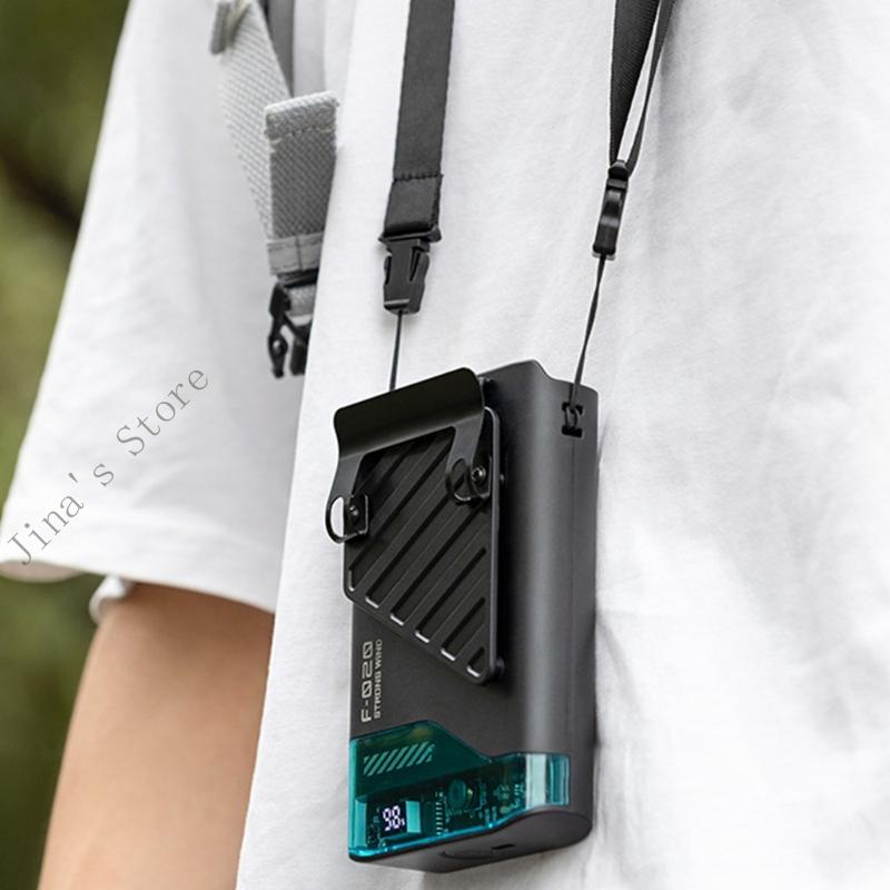 Bärbar bältesfläkt bärbar klämmfläkt 4000 mah resefläkt abs textur midjefläkt