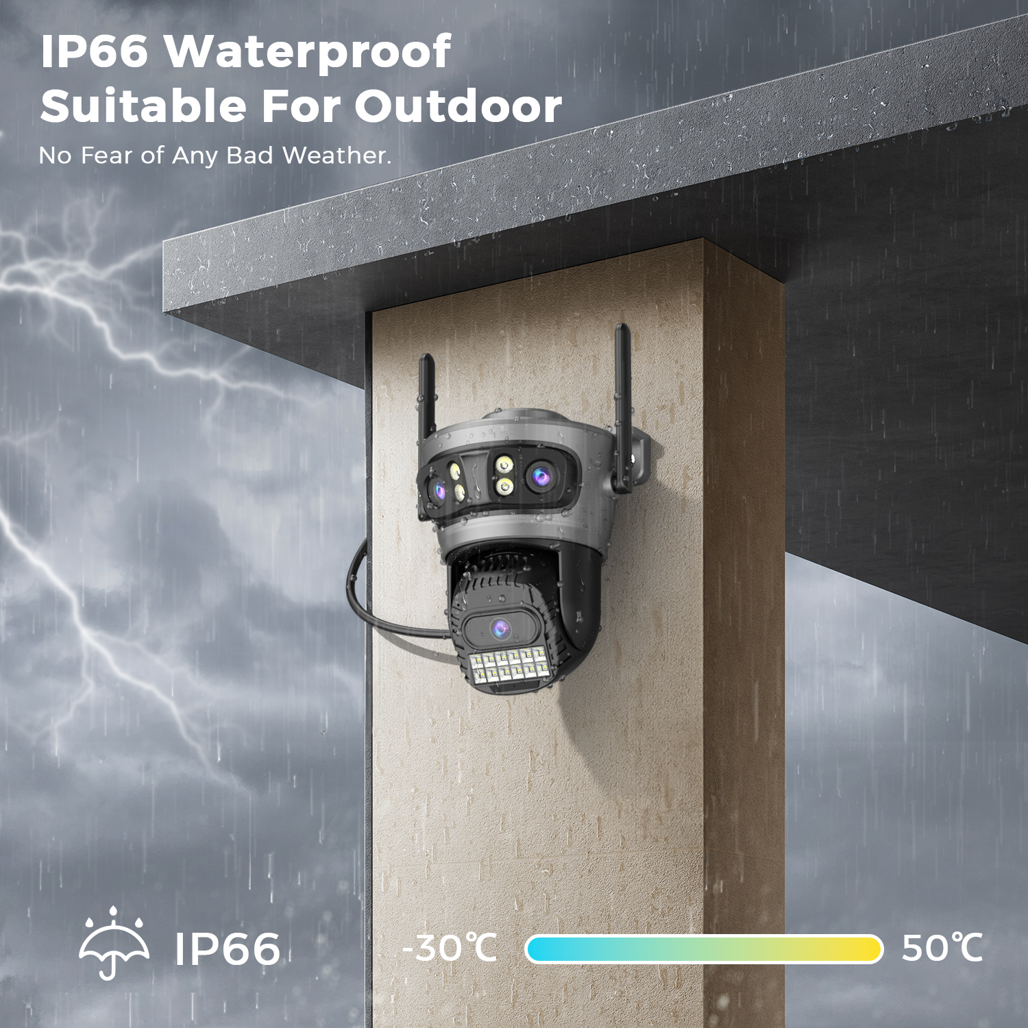 O-Kam Pro-Caméra de surveillance extérieure PTZ WiFi HD 15MP, dispositif de sécurité sans fil, avec suivi automatique et plusieurs écrans, n'aime numérique x10