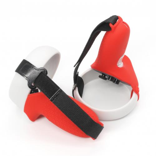 Halb Geschlossene 2-in-1 Bausatz Silikon Abdeckung Knöchel Gurt für Oculus Suche 2 VR berühren Regler schutzhülle Griff Griips: rot