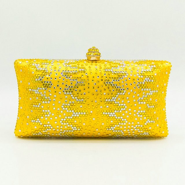Boutique De FGG Green & Gold Gestreepte Vrouwen Clutch Kristal Avondtassen Dames Diamond Party Handtassen en Portemonnees: Yellow 0913