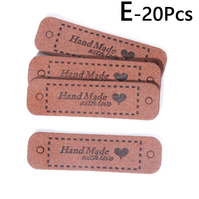 Acheter Lot De 20 étiquettes En Cuir PU Faites à La Main Pour Vêtements, Sacs, Couture, Artisanat - Clé