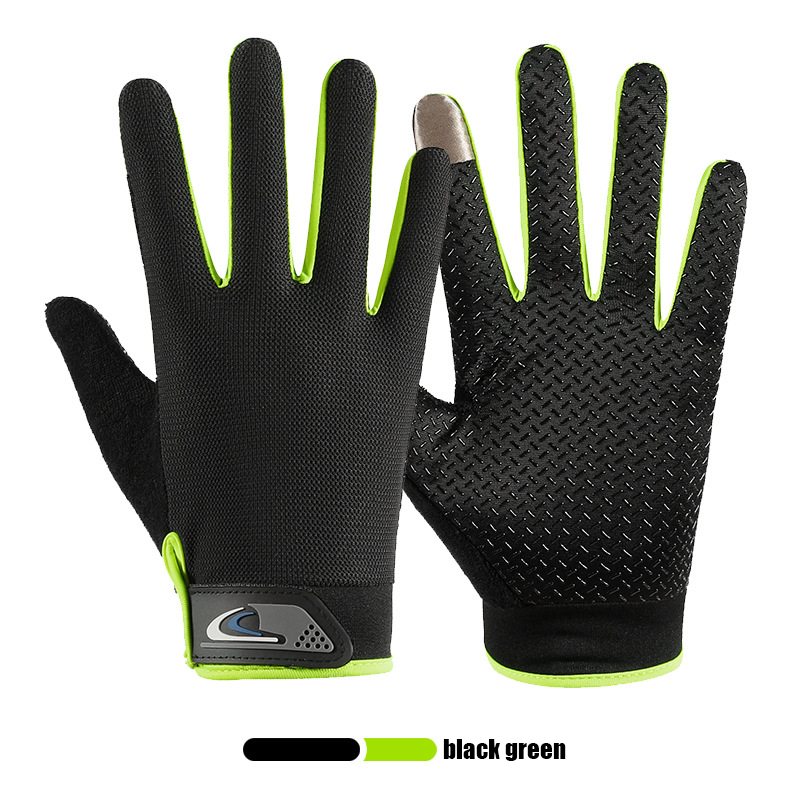 Guanti unisex ciclismo squadra bicicletta guanti estivi dito pieno antiscivolo equitazione guanti Mtb specializzati uomo: nero verde