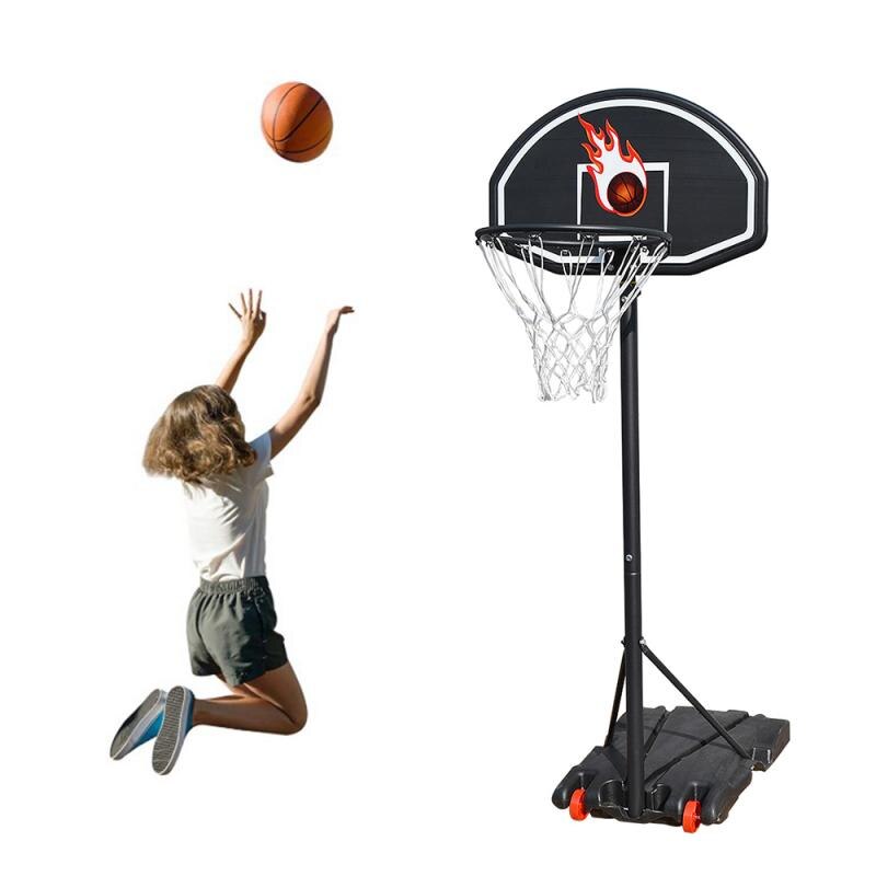 Basketball Hoop - Adjustable Stand - 73x53x246cm - Steel Pipe PP Backboard PE Base - Indoor Outdoor Play