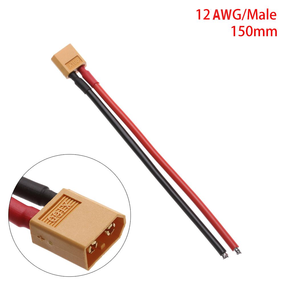 XT60 Connector Female / male 10CM/15CM XT60 Battery Male Female Connector Plug with Silicon 12 AWG/14 AWG Wire: Red
