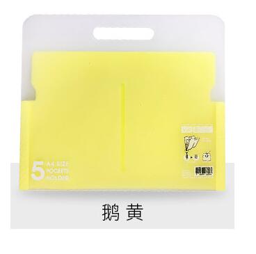 Multi-layer PP 6 color folder A4 student organ file plastic paper data bag Filing Products 5 index document bag