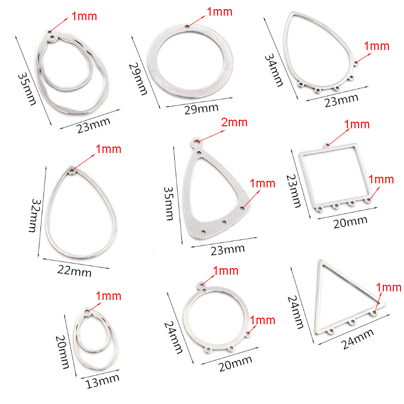 10pcs/lot 316 Stainless Steel Charms Geometry Metal Stamping Blanks DIY Porous Connector Pendant Necklace Earring Accessories