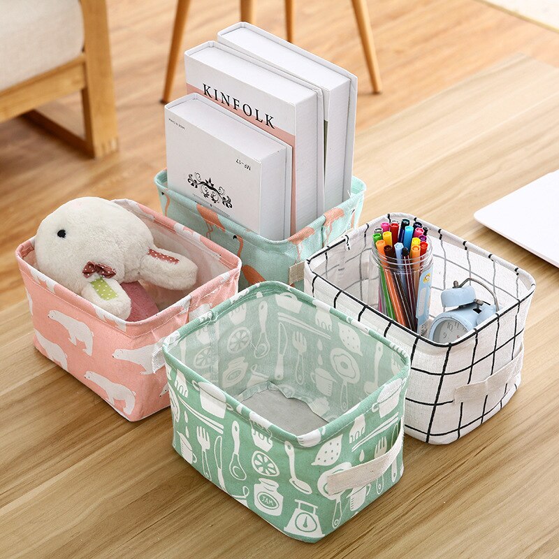 Cartoon Desktop Opslag Mand Leuke Flamingo Waterdichte Organizer Katoen Linnen Diversen Opbergdoos Kast Ondergoed Tas