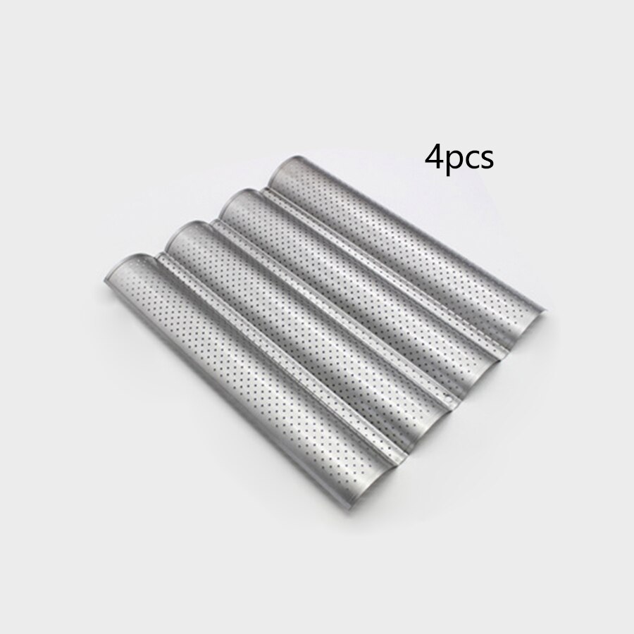 2/3/4pcs Non-Stick Bread Pans Baking utensils Tray Pastry Tools Loaf Baguette Mold Loaves Baking Tray Baguette Pan Bakeware: Silver-4
