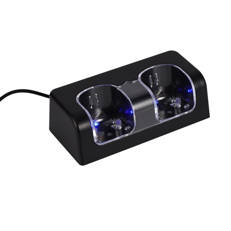 Cargador de Base de asa para batería de carga doble, luz LED azul, Control remoto de carga doble, compatible con Wii