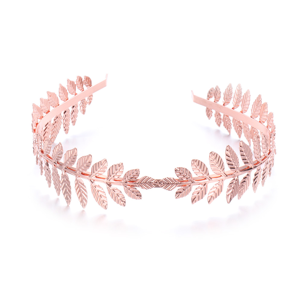 Serre-tête en forme de feuille dorée pour femme, accessoire de coiffure de mariée, diadème romain, couronne, bijoux: Corail Rouge