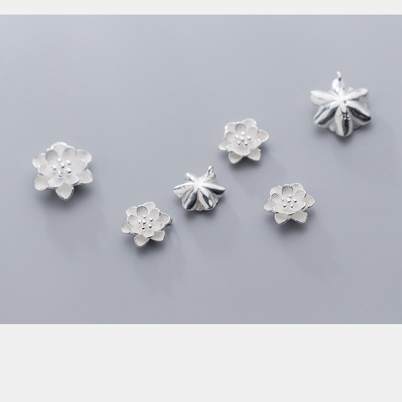 925 Sterling Silver Stereo Flower Charm Beads 13mm 19mm Decoration Ornament Spacer Beads DIY Jewelry Components For Bracelets