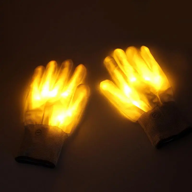 Luvas de led neon guantes brilhantes festa de halloween luz adereços luminosos piscando crânio luvas palco traje suprimentos: YELLOW